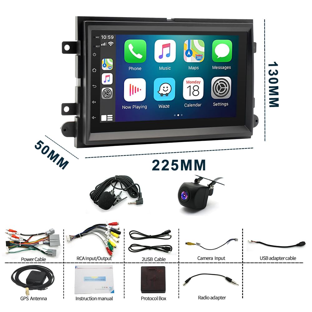 7" Car Stereo Radio for Ford F150/F250/F350 2004 2005 2006 2007 2008 2009 2010 2011 2012 2013 2014, Android 13 Car Radio with CarPlay Android Auto, Support GPS Navi Bluetooth SWC FM DSP Backup Camera