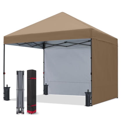 COOSHADE Pop Up Canopy Tent 10x10 with 2 Sidewalls, Outdoor Shade Instant Canopy Tents(Khaki)