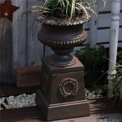 Creative Magnesium Oxide Flower Pots, Vintage Distressed Urn Planter, Outdoor Large Pedestal Planter, Freestanding Fluted Planter for Garden and Patio(Brown)