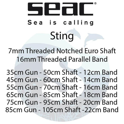 Seac Sting, Rubber Spearfishing Sling Speargun, Made in Italy, 55 cm