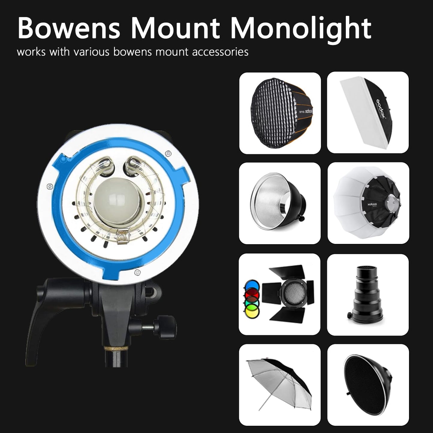 Godox Studio Flash Kit for Photography, 600W Studio Strobe Light Set with Bowens Mount, 2.4G X System MS300 Monolights, Flash Trigger, Softbox, Tripod Stands, Reflector Storage Bag, Umbrella