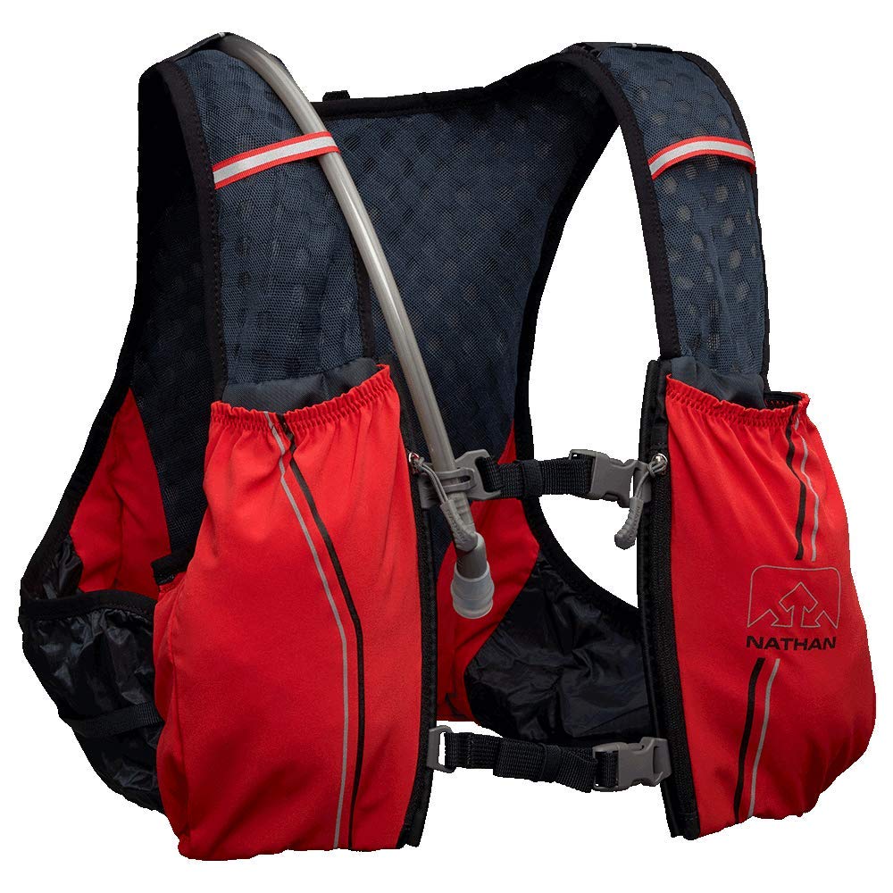 Nathan Hydration Vest Pack for Men/Women 4L. Runner’s Vest with 1.5L Swift/Swiftra Bladder Included. Adaptive Fit Backpack OSFM. Storage Pockets/Pouches. No Bounce, Chafe-Free