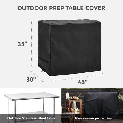 Skiennix Outdoor Prep Table Cover - Heavy Duty Waterproof Protection for Stainless Steel Tables | Black