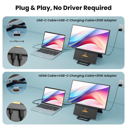 Hyangin 24-inch Large Portable Monitor for Laptop, 2026 Upgraded 1080P FHD 100Hz Portable Screen,125% sRGB IPS Portable Second Monitor with Adjustable Stand for Laptop, MacBook, Phones