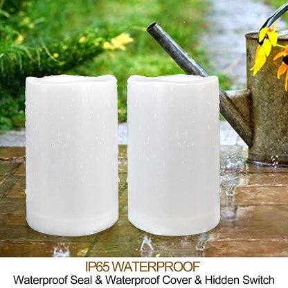 HOME MOST Pack of 2 White 4x6 LED Pillar Candles Outdoor IP65 Waterproof - Large Pillar Candles Battery Powered with Timer and Remote - Battery Operated Unscented Outdoor Flameless Candles Flickering