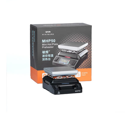 TOOLSAGE Mini Hot Plate Preheater Soldering Station MHP50 Portable Smart Constant 100-350°C Heater Platform 50mm Heating Area Original Welding Tool (AL50-Silver)