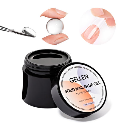 Gellen Gel Tips Nail Extension Kit, Gel Nail Kit with 240Pcs Almond Tips, 3 in 1 UV Glue for Nail Tips, Prep Dehydrator and Primer, U V LED Cure Lamp, Decorations for DIY Manicure Set