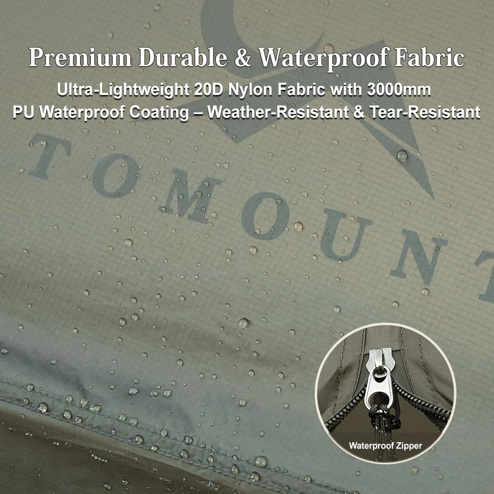 MC TOMOUNT 3.6lb Ultralight Hot Tent with Stove Jack, 4 Season 1-2 Person Tipi Backpacking Tent for Camping, 20D Ripstop Nylon, Windproof Waterproof Winter Teepee Tents for Hiking Survival Hunting