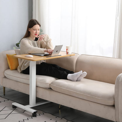 Furist Overbed Beside Table,Bed Desk,Hospital Bedside Table,Pneumatic Mobile Laptop Computer Standing Desk Cart with Tray