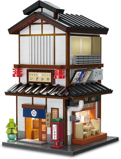 CaDA Master C66019W Japanese Style Yakitori Izakaya House Building SetCity Street Brick Kit with Lights 1195PCS Modular House Idea Collect Gift for Adults