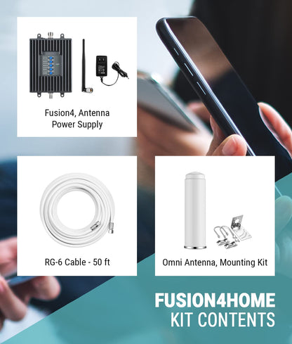 SureCall Fusion4Home Cell Phone Signal Booster up to 2000 sq ft, Boosts 5G/4G LTE, Omni Outdoor Antenna, Home & Office Multi-User All Carrier, Verizon AT&T Sprint T-Mobile, FCC Approved, USA Company