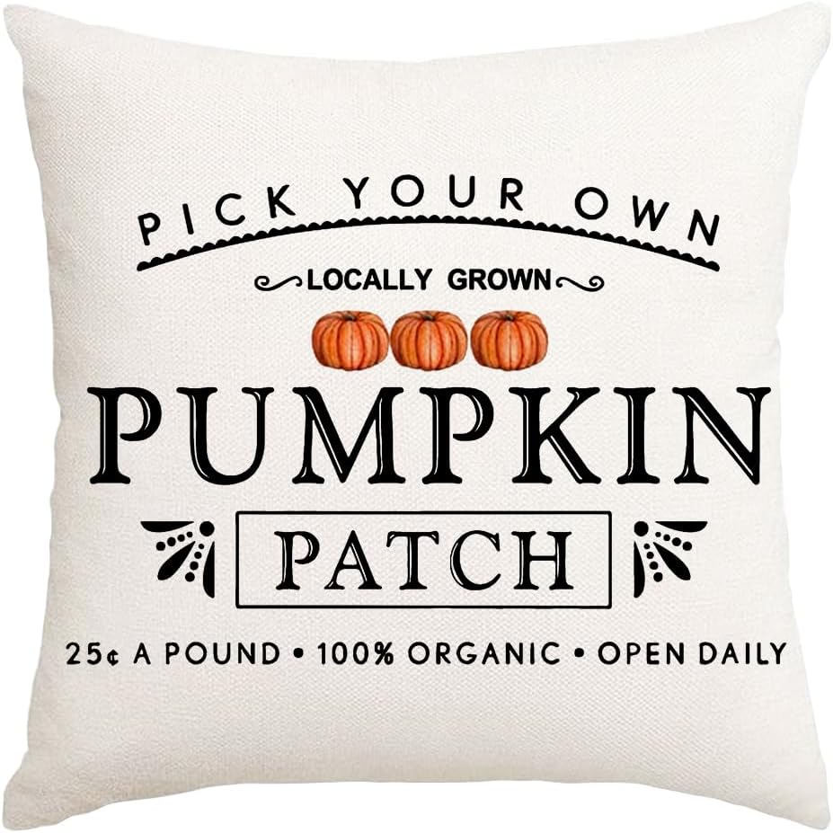 RABUSOFA Fall Pillow Covers - 18x18 Inch Waterproof Pumpkin Patch Design | Seasonal Home Decor
