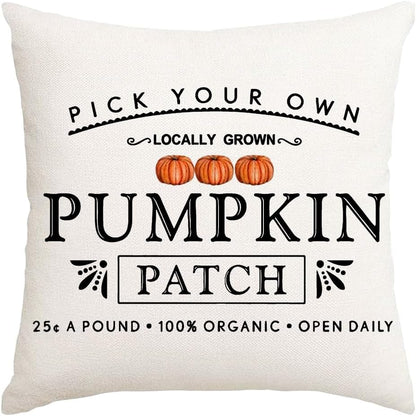 RABUSOFA Fall Pillow Covers - 18x18 Inch Waterproof Pumpkin Patch Design | Seasonal Home Decor