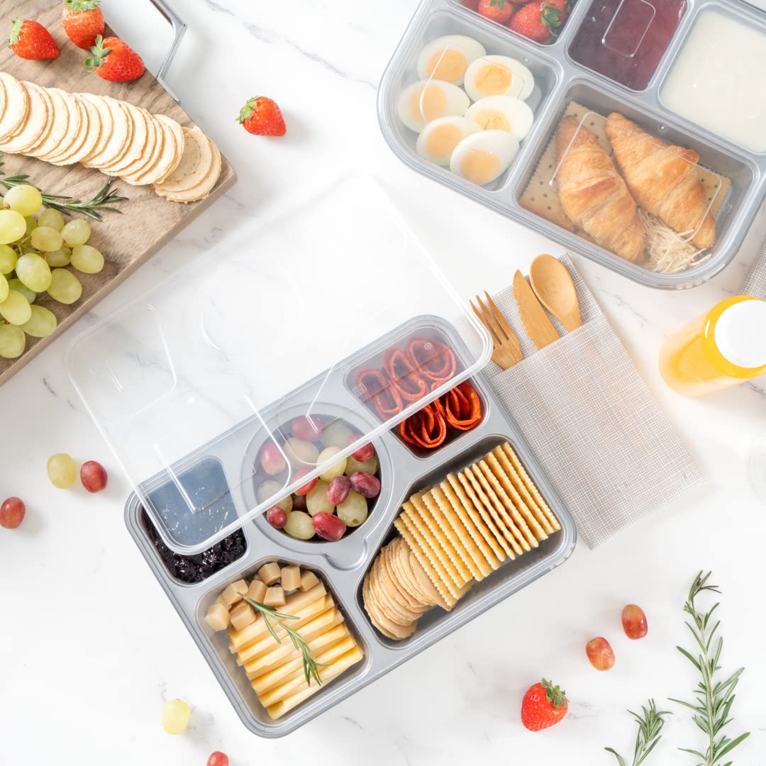 Restaurantware-Futura 63 Ounce Meal Prep Containers With Lids, 100 Tamper-Evident To Go Containers - Microwavable, Disposable, Silver Plastic Food Containers With Lids, For Take Out or Lunches