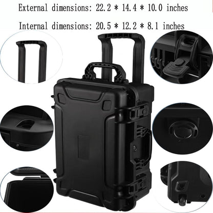 PISKGODSF 22" L x 14" W x 10" H Large Hard Case with Foam, Portable Rolling Hard Case with Wheels, Waterproof Shockproof Dustproof, Suitable for Cameras, Lenses, Camcorder, Instrument, Telescopes