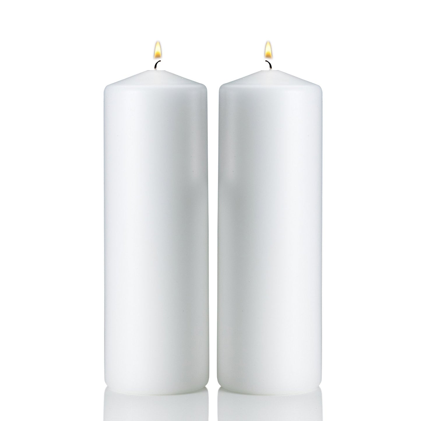 Light In The Dark White Pillar Candles - Set of 2 Unscented Candles - 9 inch Tall, 3 inch Thick - 90 Hour Clean Burn Time