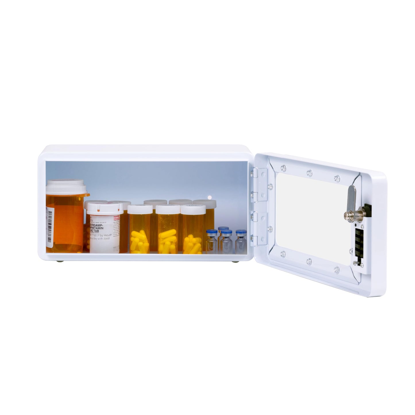 Small Medicine Lock Box with Keypad Combination Lock – Wall Mount Cabinet or Fridge Safe Storage for Insulin, Prescription Medications, and Medical Supplies (Combo-Lock)
