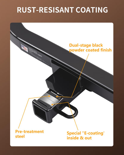Class 3 Trailer Hitch with 2-Inch Receiver, Fits 2020–2025 Kia Telluride & Hyundai Palisade | 5,000 lbs GTW / 750 lbs TW | 6,000 lbs WD Capacity | Heavy-Duty Carbon Steel, Modular Bolt-On