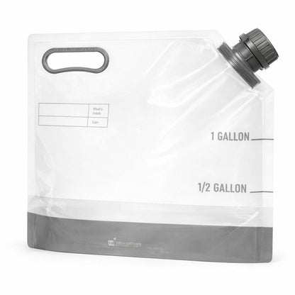 Restaurantware Cater Tek 1 Gallon Water Containers 10 Drink Bags - Collapsible Includes Tamper-Evident Caps Clear Plastic Beverage Bags For Catered Events Camping or Hiking Durable Handle