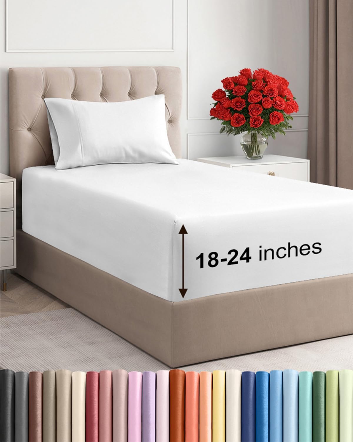 Ultra Soft Extra Deep Twin Sheet Set by Comfy Hotel | 3-Piece Breathable Cooling Bedding - Fits 18-24 Inch Mattresses - Wrinkle & Fade Resistant - White