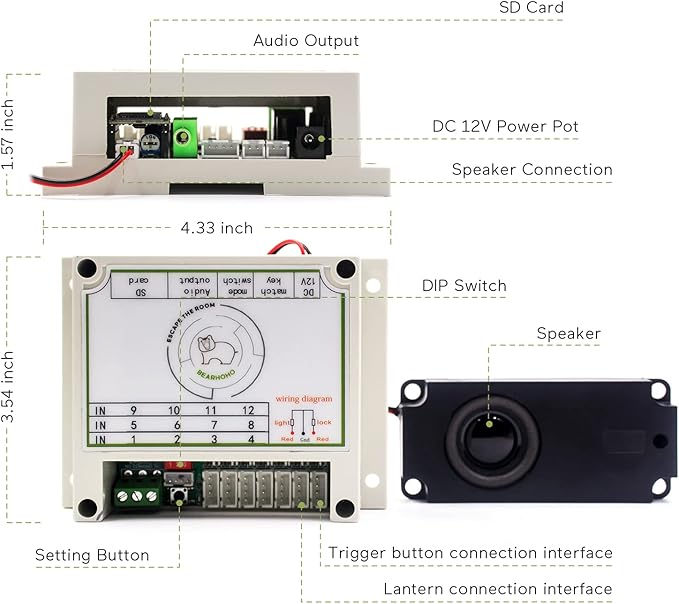 Escape Room Props 5 Colors Buttons Mechanism Press It In Order To Control 12V Magnet Lock For Exit Game Owner Player Adventurer (10 Buttons No Audio)