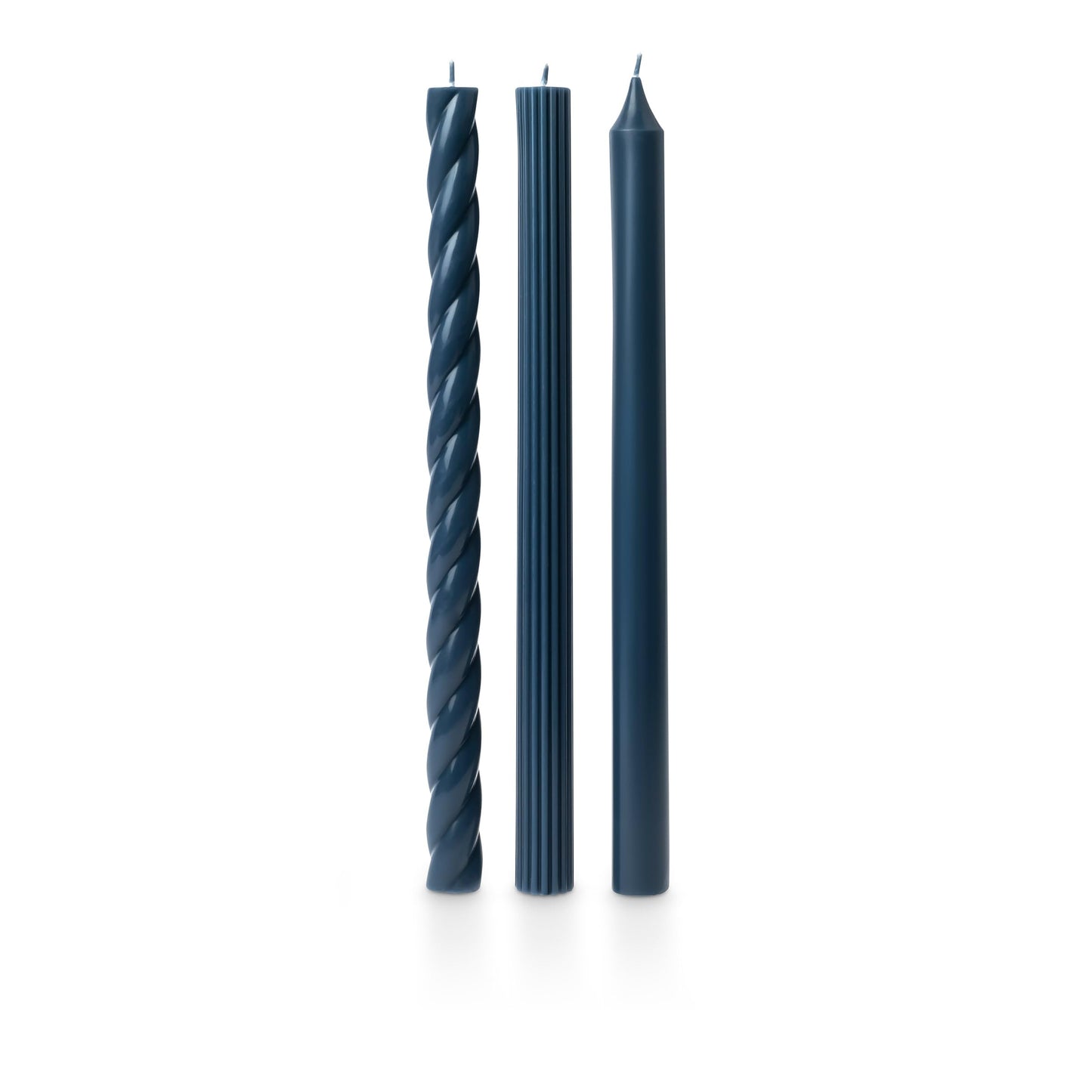 Illume Beautifully Done Unscented Assorted Candle Tapers 3-Pack, Navy Blue