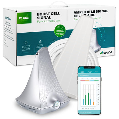 SureCall Flare 3.0 Cell Phone Signal Booster for Home & Office up to 3500 sq ft, Boosts 5G/4G LTE, Yagi Outdoor Antenna, Multi-User, Verizon AT&T Sprint T-Mobile, FCC Approved, USA Company