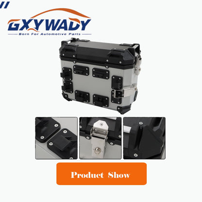 GXYWADY Universal Side Cases Motorcycle,36L Silver Aluminum Motorbike Hard Side Saddlebag Box Trunk with Support Racks