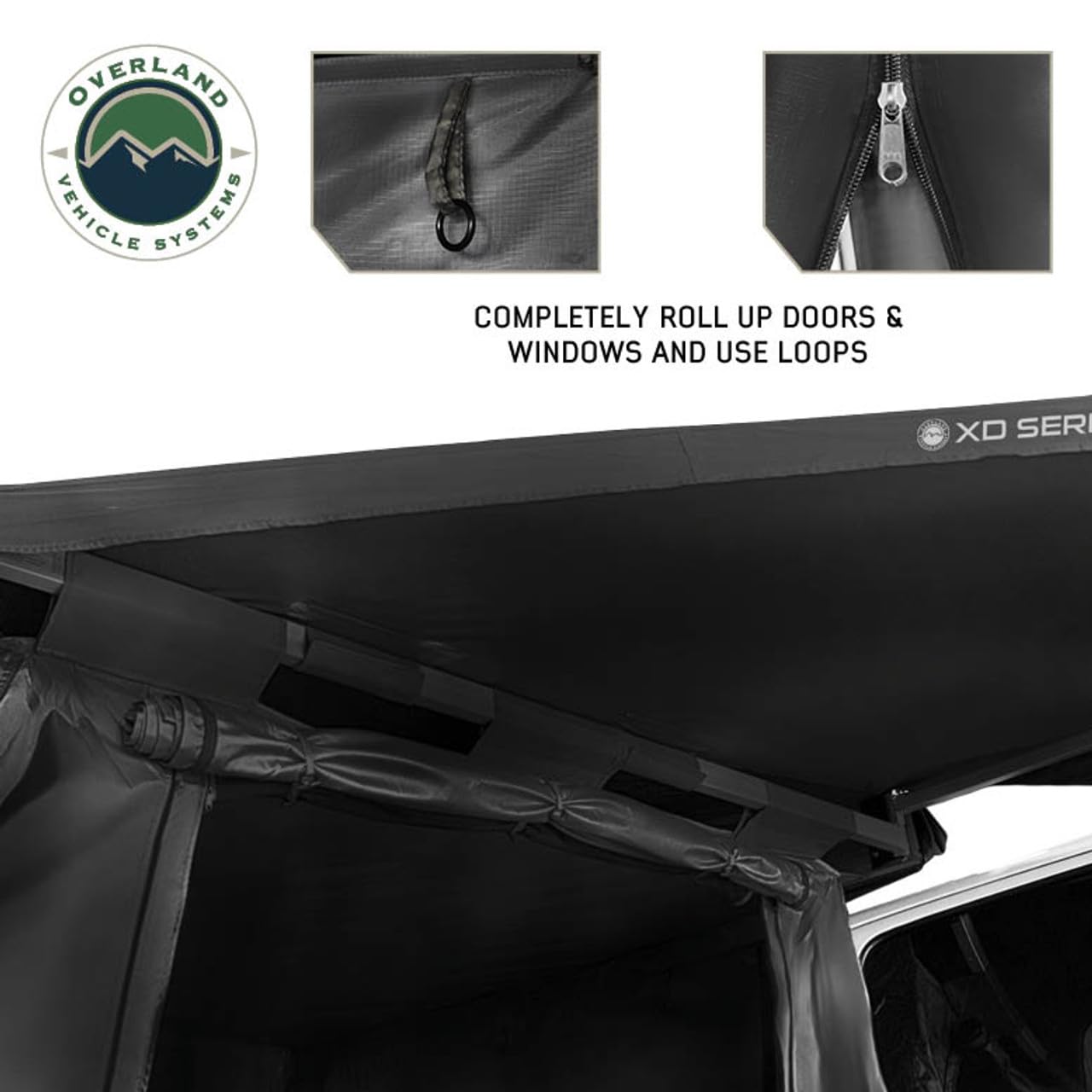 Overland Vehicle Systems - XD Nomadic 270/180 Awning Room Enclosure, Black Body, Black Trim (4 Walls & Floor)