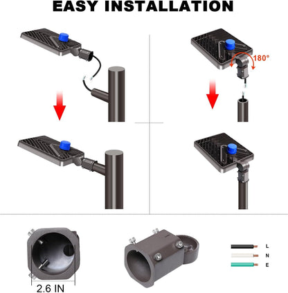 Juyace 480W LED Parking Lot Light 2 Pack, Slip Fitter Mount Outdoor Street Light, Dusk to Dawn Photocell, 72000lm Super Bright Commercial Area Flood Light, IP65 Waterproof, 110-277V for Stadium