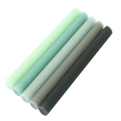Efavormart 5 Pack 9" Mixed Sage Green Ribbed Unscented Taper Candles, Textured Ribbon Wax with Cotton Wick for Modern Centerpieces and Home Decor