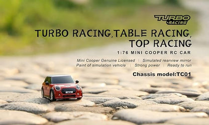 1:76 Turbo Racing Scale RC Sport Car Table Racing Remote Control Mini Model Car Full Proportional RTR Kit Toys (Baoma mini-red)