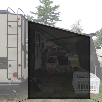 Shadeidea RV Awning Sun Shade Screen for Side Panel - 9' 6'' X 7' 6'' -Black Mesh Sunshade Motorhome Camping Trailer UV Sunblocker Canopy Sunscreen - 3 Year Warranty