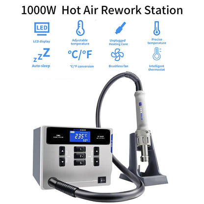 Hot Air Rework Station, ATTEN ST-862D 1000W Digital Display Automatic Sleep Hot Air Gun Soldering Station, Adjustable Temperature Desoldering Gun BGA Rework Station