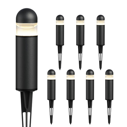 GOODSMANN Landscape Lighting 8PK Low Voltage Landscape Lighting 3W 60 Lumen LED Landscape Bollard Path Lights Outdoor 2700K Warm White Black with Cable Connectors Replaceable LED Bulbs