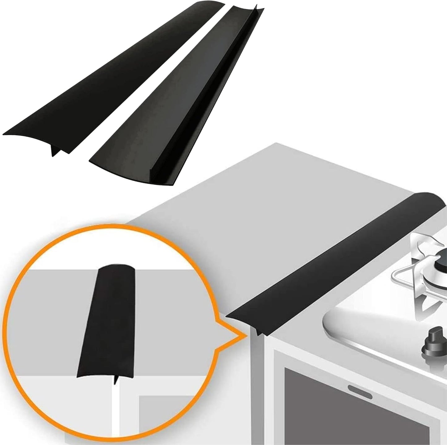 Linda’s Essentials Silicone Stove Gap Covers - Heat Resistant Oven Gap Filler | Easy to Clean (21 Inches, Black)