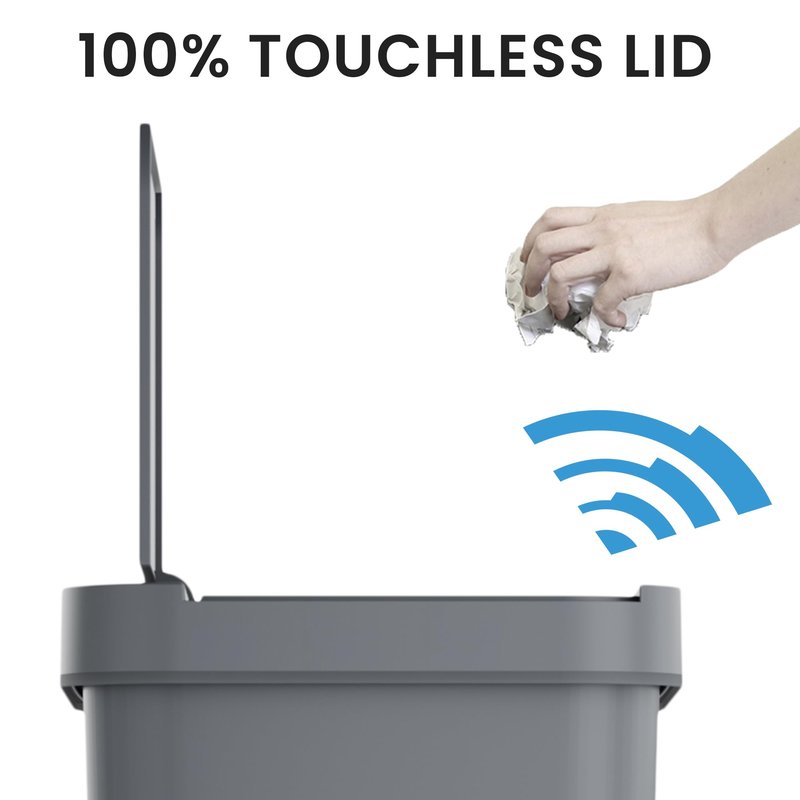 iTouchless Prime 13.2 Gallon Sensor Trash Can, Durable Dent-Proof Construction, Slim and Space-Efficient Automatic Bin Great for Kitchen, Home, Office, Business, Garage, Gray Color Plastic