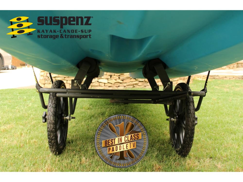Suspenz Kayak Canoe Transport Cart, All-Terrain Super Duty Trolley Carrier with No-Flat Airless Wheels and Kickstand, 350 lb Load Capacity, Black (22-9908)