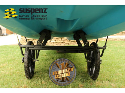 Suspenz Kayak Canoe Transport Cart, All-Terrain Super Duty Trolley Carrier with No-Flat Airless Wheels and Kickstand, 350 lb Load Capacity, Black (22-9908)