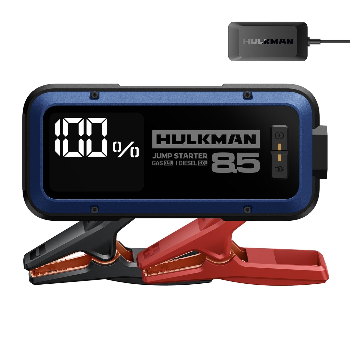 Hulkman Alpha85,Cobalt Blue,2000A 74Wh Smart Jump Starter, 12V Portable Car Battery Booster with 3.3" Display, USB-C Power Pack, 5-Mode Flashlight, Jumper Cables for up to 8.5L Gas/6.0L Diesel