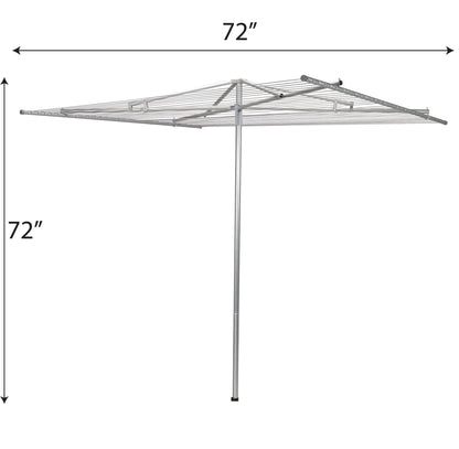 Household Essentials 17130-1 Rotary Outdoor Umbrella Drying Rack | Aluminum | 30-Lines with 210 ft. Clothesline,Silver