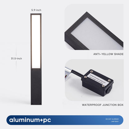 ZRJJMLAN 39.4" Landscape Path Lights Wired, AC100-240V Outdoor Pathway Lights, IP65 Waterproof Bollard Light, 3000K LED Modern Bollard Landscape Lighting for Driveway Walkway Lawn Patio Garden Deck
