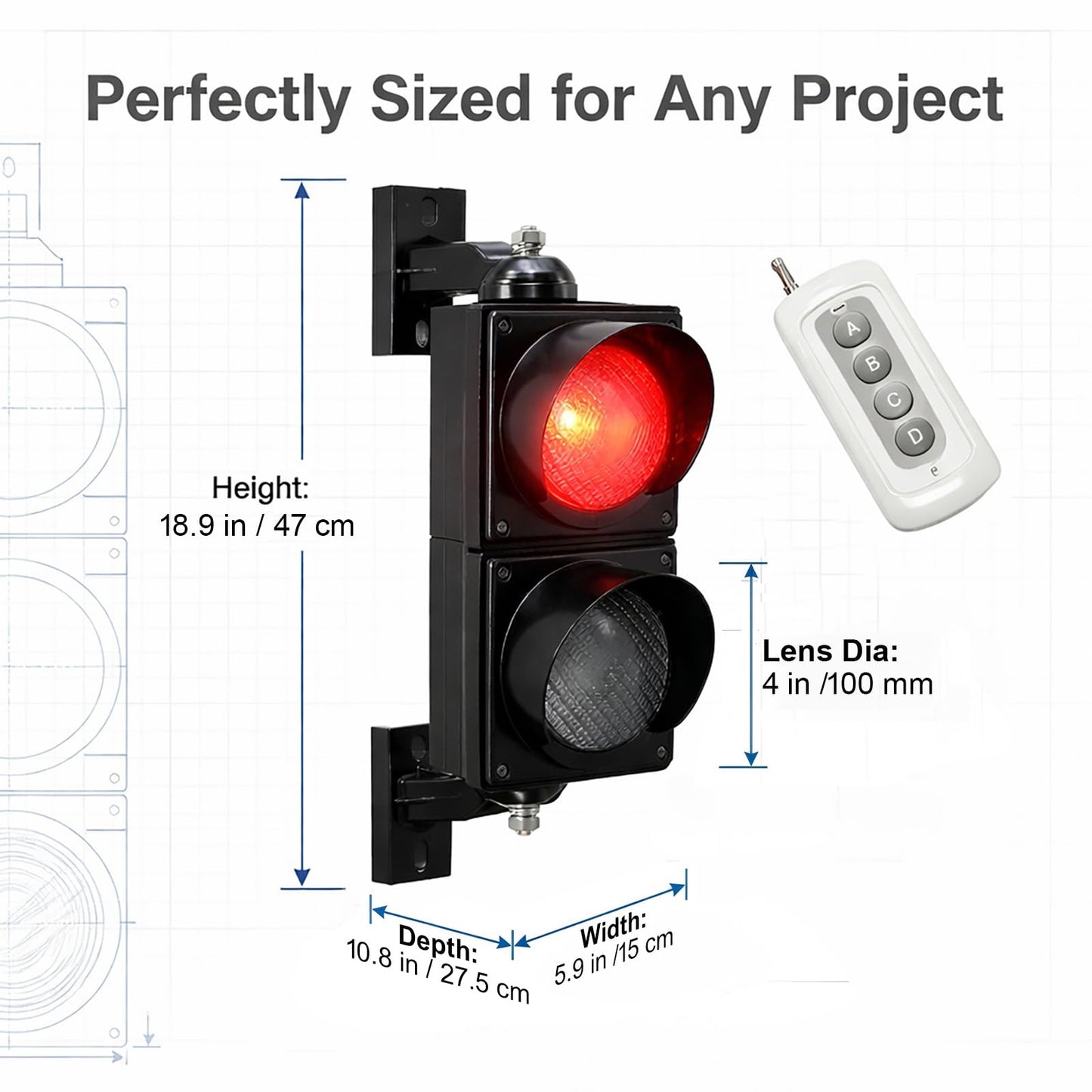 LED Traffic Stop Go Light Kit, 4-Inch Stop and Go Signal Light,Remote Control IP65 Waterproof Industrial LED Stop Go Signal Light for Loading Dock, Parking Lot, Warehouse & Garage Decor (2-Light)