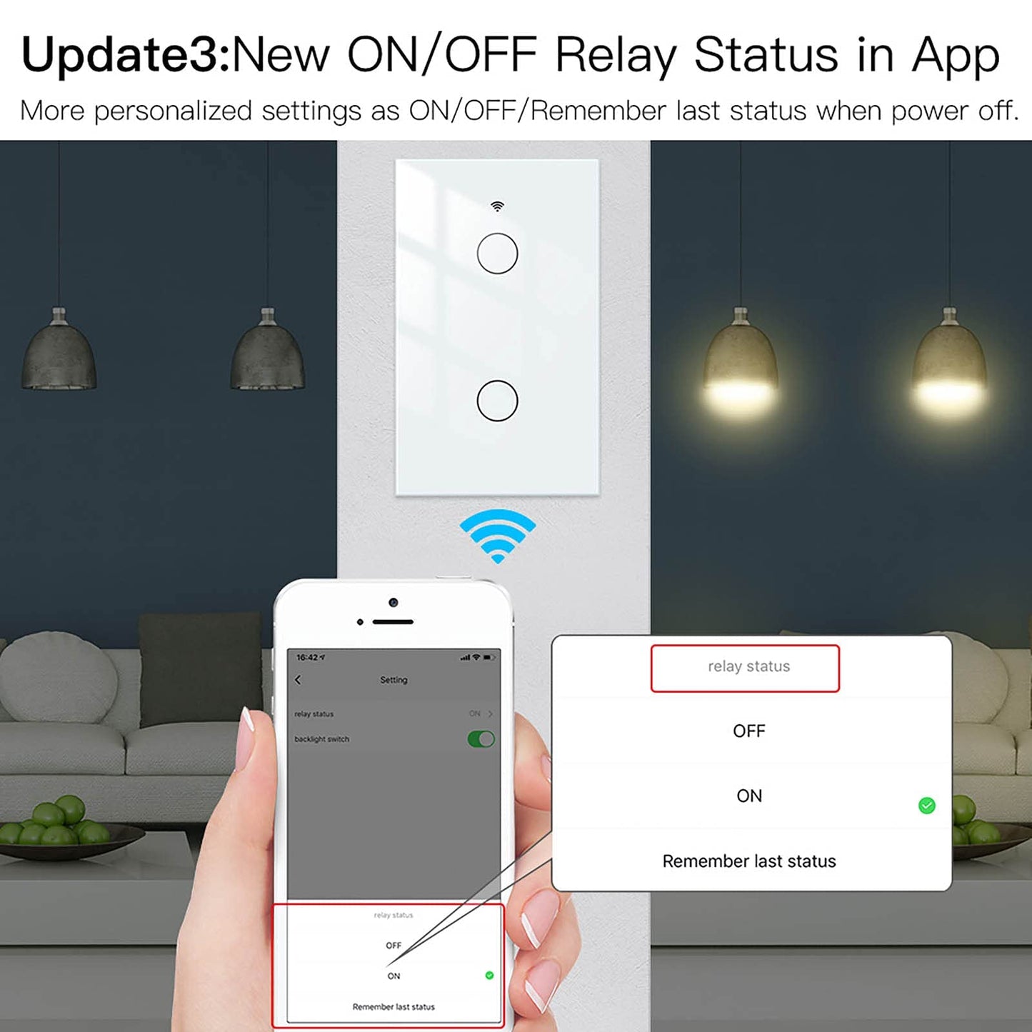 MoesGo WiFi Smart Wall Light Switch,Glass Panel, Multi-Control(3 Way), 2.4GHz Wi-Fi Touch Switches, Neutral Wire Required, Remote Control Smart Life/Tuya App, Work with Alexa, Google Home White 1 Gang