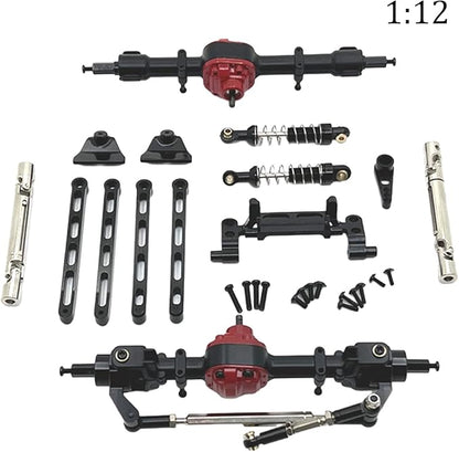 RC Car Upgrade Parts Front and Rear Assembly Kits Metal for MN82 LC79 MN78 1/12 Scale RC Hobby Car Black 15x20x5cm