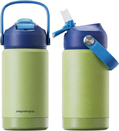 Mommore Kids Water Bottle - 12 oz Insulated Stainless Steel, Leakproof & BPA-Free, Green