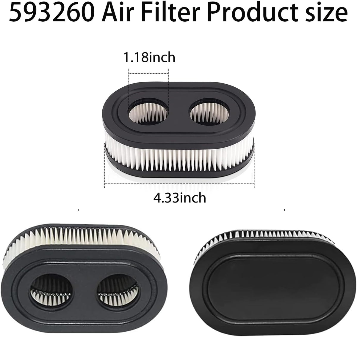 593260 Air Filter - Compatible Lawn Mower Air Cleaner Cartridge for BS Engines | Durable & Efficient