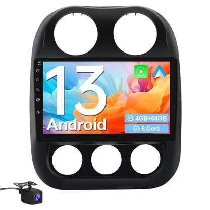 Junsun 8 Core Car Radio Stereo for Jeep Compass Patriot 2010-2016 with Wireless CarPlay Android Auto Bluetooth FM DSP 4GB RAM 64GB ROM