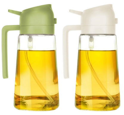 Aukomer Oil Dispenser Bottle Glass Olive Oil Sprayer 2 Pcs: 2 in 1 Olive Oil Dispenser Bottle, Premium Oil Sprayer for Cooking, Glass Oil Spray Bottle for Air Fryer Salad BBQ Baking-470ml