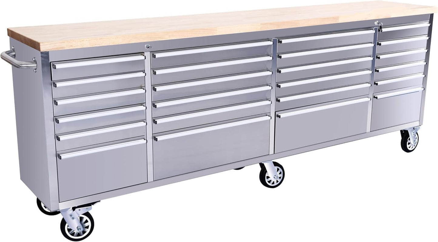 GarveeTech 96 inch Tool Chest, Tool Box Mobile 24 Drawers Storage Rolling Cabinet with Wheels Lock Key Locking System Drawer Liners for Garage Warehouse Repair Shop